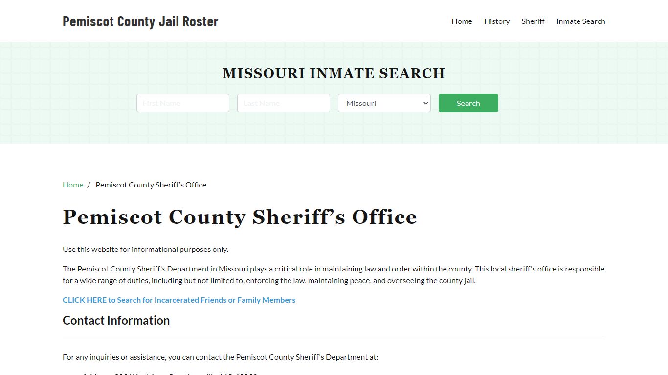 Pemiscot County Sheriff Office, MO, Arrest Warrants Search